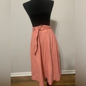 Marc New York Peach Pink MIDI Skirt with Hold circular hoop Belt Detail, XS